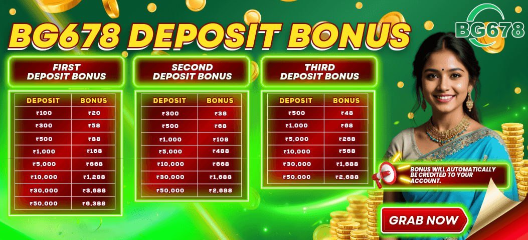 BG678 First, Second, and Third Deposit Bonus chart